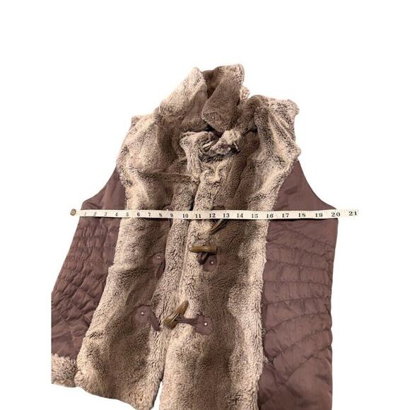 Montanaco Brown & Beige Faux Fur Lined Quilted Vest Womens Size Large - Picture 5 of 7